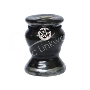 Black Ceramic Mini Candle Holder with Pentacle