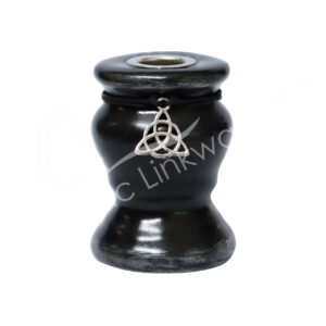 Black Ceramic Mini Candle Holder with Triquetra