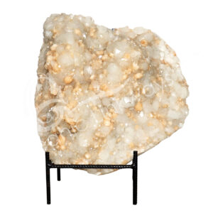 (CLOSE OUT) SPECIMEN - APOPHYLLITE & STILBITE, MIXED COLORS ON METAL STAND 20 X 21"