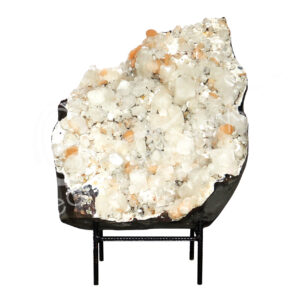 (CLOSE OUT) SPECIMEN - APOPHYLLITE & STILBITE, MIXED COLORS ON METAL STAND 24 X 20"