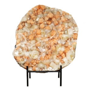 (CLOSE OUT) SPECIMEN - APOPHYLLITE & STILBITE, MIXED COLORS ON METAL STAND 23 X 21"