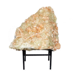 (CLOSE OUT) SPECIMEN - APOPHYLLITE & STILBITE, MIXED COLORS ON METAL STAND 15 X 15"