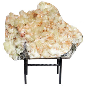 (CLOSE OUT) SPECIMEN - APOPHYLLITE & STILBITE, MIXED COLORS ON METAL STAND 14 X 20"
