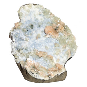 (CLOSE OUT) SPECIMEN - APOPHYLLITE & STILBITE, MIXED COLORS ON METAL STAND 17 X 15"