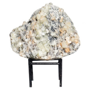 (CLOSE OUT) SPECIMEN - APOPHYLLITE & STILBITE, MIXED COLORS ON METAL STAND 15 X 13"