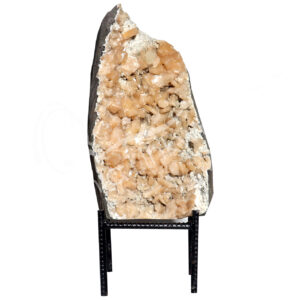(CLOSE OUT) SPECIMEN - APOPHYLLITE & STILBITE, MIXED COLORS ON METAL STAND 16 X 8"