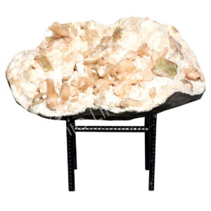 (CLOSE OUT) SPECIMEN - APOPHYLLITE & STILBITE, MIXED COLORS ON METAL STAND 19 X 16"