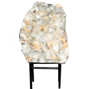 (CLOSE OUT) SPECIMEN - APOPHYLLITE & STILBITE, MIXED COLORS ON METAL STAND 14 X 11"