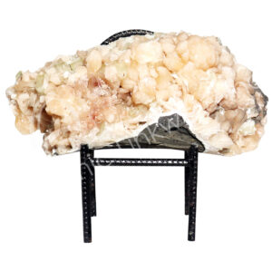 (CLOSE OUT) SPECIMEN - APOPHYLLITE & STILBITE, MIXED COLORS ON METAL STAND 9 X 17"