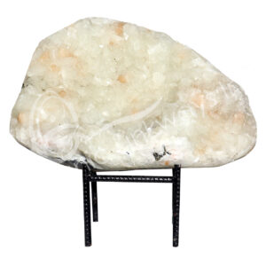 (CLOSE OUT) SPECIMEN - APOPHYLLITE & STILBITE, MIXED COLORS ON METAL STAND 13 X 19"