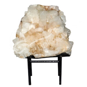 (CLOSE OUT) SPECIMEN - APOPHYLLITE & STILBITE, MIXED COLORS ON METAL STAND 12 X 13"