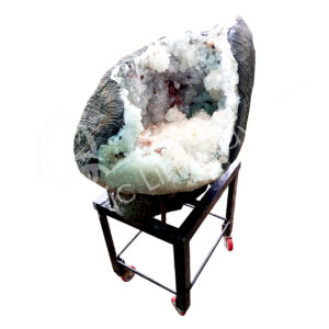 (CLOSE OUT) GEODE - APOPHYLLITE & STILBITE ON METAL STAND 37 X 27"