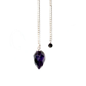 PENDULUM – TEARDROP FACETED AMETHYST PLAIN CHAIN 9"L