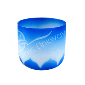 SINGING BOWL - CRYSTAL HALF COLOR WITH LOTUS TUNED A DARK BLUE 7"DIA.
