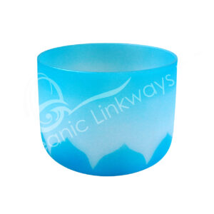 SINGING BOWL - CRYSTAL HALF COLOR WITH LOTUS TUNED G LIGHT BLUE 8-9"DIA.