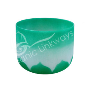 SINGING BOWL - CRYSTAL HALF COLOR WITH LOTUS TUNED F GREEN 8-9"DIA.