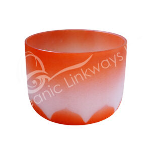 SINGING BOWL - CRYSTAL HALF COLOR WITH LOTUS TUNED D ORANGE 10-11"DIA.