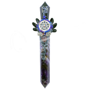 Black Obsidian Athame with Amethyst Point