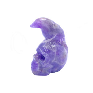 Raven on Skull Amethyst Carving