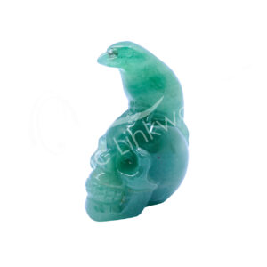 Raven on Skull Green Aventurine Carving