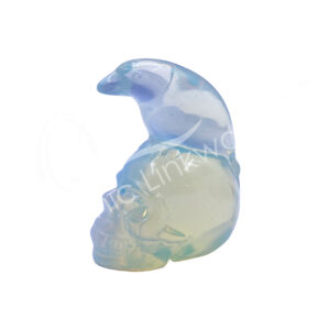 Opalite Raven on Skull Carving
