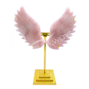 Rose Quartz Angel Wings on Gold