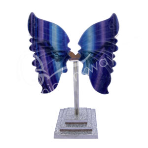 Fluorite Butterfly Wings with Silver Metal Stand