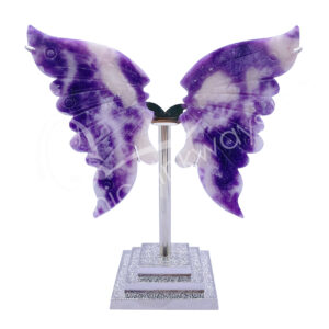 Lepidolite Butterfly Wings on Silver Metal Stand