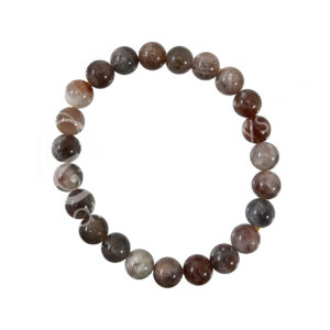 BRACELET - MOONSTONE, PEACH & BLACK (8 MM) 7.15-7.25"