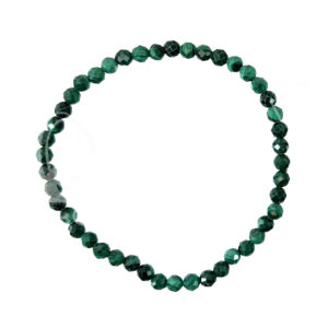 BRACELET - FACETED STONE BEADS MALACHITE (4 MM) 7.25-7.45"