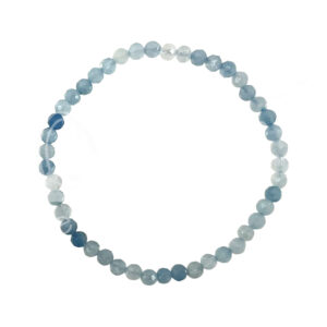 BRACELET - FACETED STONE BEADS AQUAMARINE (4 MM) 7.25-7.45"