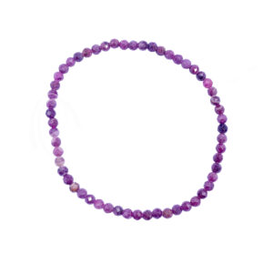 BRACELET - FACETED STONE BEADS RUBY (3-4 MM) 7.25-7.45"