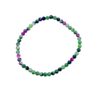 BRACELET - FACETED STONE BEADS RUBY ZOISITE (4 MM) 7.25-7.45"