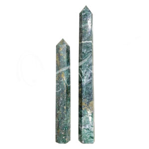 Polished Nephrite Jade with Pyrite Six Sides Obelisk