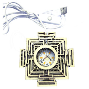 Sri Yantra Wood Light Base Led USB White Light 4-4.5"