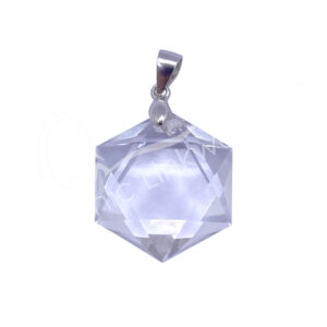 Crystal Quartz Hexagonal Sterling Silver Pendant