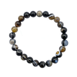 BRACELET - ONYX, BLACK WITH STRIPES (8 MM) 8-8.5"