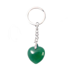 Green Aventurine Puffed Heart Keychain