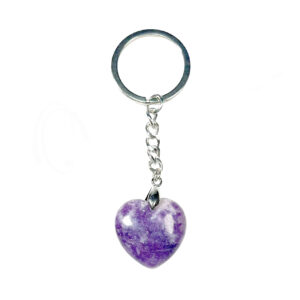 Lepidolite Puffed Heart Keychain