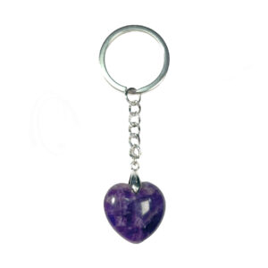 Amethyst Puffed Heart Keychain