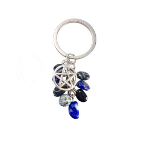 Black Tourmaline & Sodalite Keychain with Pentacle Charm