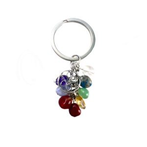 Chakra Nuggets Keychain with Flower of Life Charm