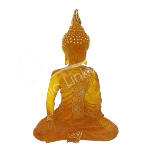 AMBER BUDDHA TOUCHING THE EARTH STATUE 9 X 5.10 X 13"