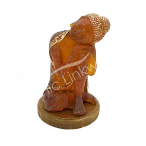 AMBER BUDDHA STATUE WITH LED LIGHT 6.65 X 6.65 X 10.60"