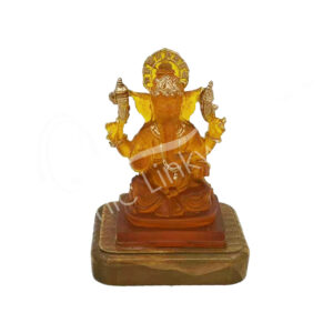 AMBER GANESHA STATUE WITH LED LIGHT 4.70" X 3.5" X 5.90"