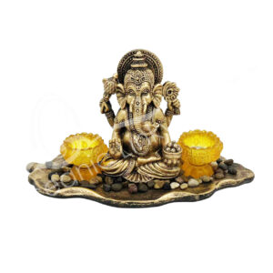 GANESHA ON LEAF TEALIGHT HOLDER 14.55" X 6.30" X 7"