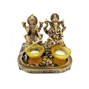 GANESHA & LAXMI TEALIGHT HOLDER 7" X 7" X 5.30"