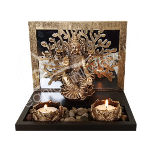 LAXMI WITH TREE OF LIFE TEALIGHT HOLDER 7.85" X 5.90" X 6.30"