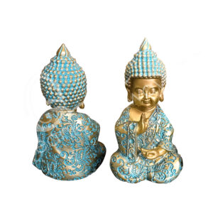 GOLD & VERDIGRIS BUDDHA STATUE 3.05"L X 5.60"H
