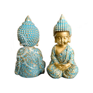 GOLD & VERDIGRIS BUDDHA IN MEDITATION STATUE 3.05"L X 5.60"H